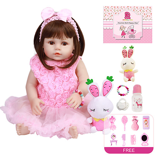 

18 inch Reborn Doll Baby Girl Kids / Teen with Clothes and Accessories for Girls' Birthday and Festival Gifts / Full Body Silicone / Full Body Silicone