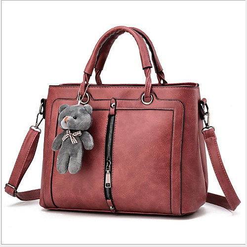 

Women's PU Top Handle Bag Solid Color Black / Wine / Red
