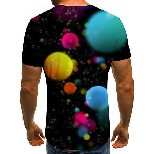 

Men's Daily Holiday Street chic / Exaggerated T-shirt - Galaxy / Color Block / 3D Print Rainbow