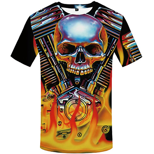

Men's Daily Street chic T-shirt - 3D / Skull Print Gold