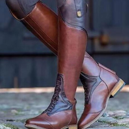 

Жен. Ботинки Cowboy / Western Boots На плоской подошве Круглый носок Полиуретан Сапоги до середины икры Наступила зима Коричневый