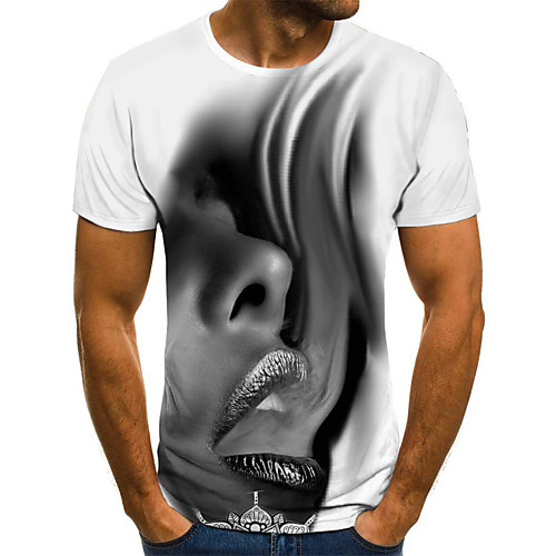 

Men's Daily Basic / Street chic T-shirt - Geometric / 3D Print White