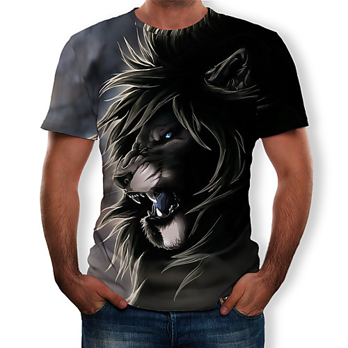 

Men's Daily Holiday Street chic / Exaggerated T-shirt - Color Block / 3D / Graphic Print Black