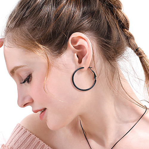 

Women's Ear Piercing Drop Earrings Hoop Earrings Geometrical Vertical / Gold bar Stainless Steel Earrings Jewelry Black / Gold / Silver For Christmas Gift Daily Carnival Festival 1 Pair