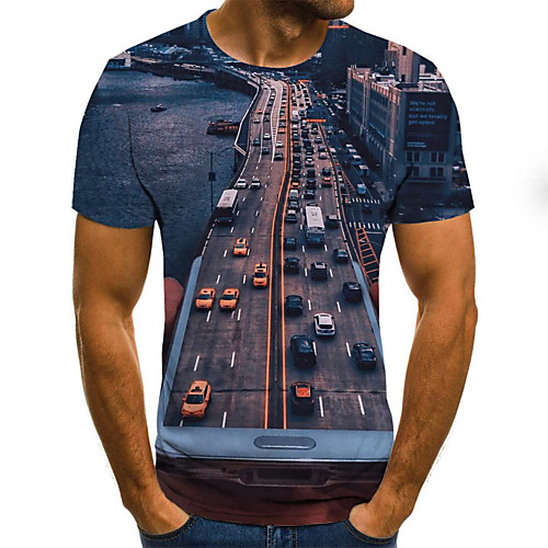 

Men's Daily Basic / Street chic T-shirt - Geometric / 3D Print Blue
