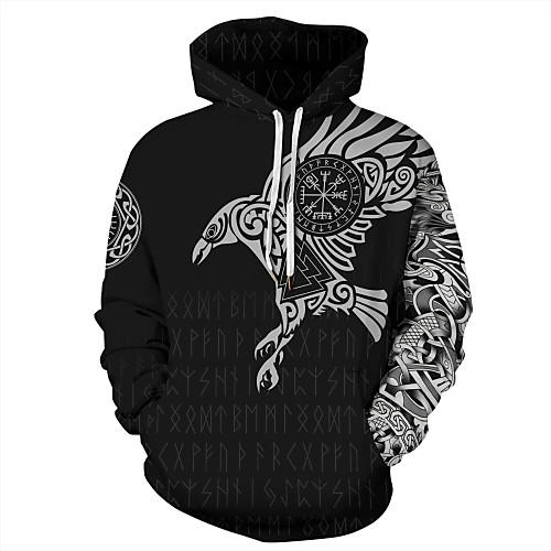 

Men's Casual / Basic Hoodie - Print / 3D Black US32 / UK32 / EU40