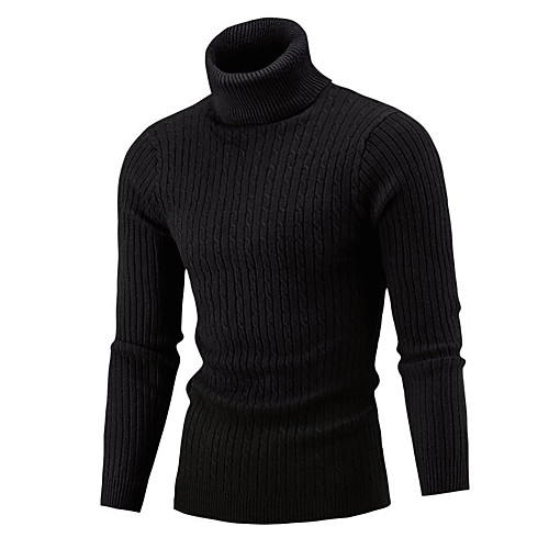 

Men's Color Block Long Sleeve Pullover Sweater Jumper, Turtleneck Winter Black / Wine / White M / L / XL