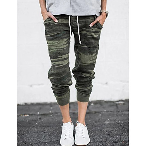

Women's Sporty Sweatpants Pants - Camouflage Army Green S M L
