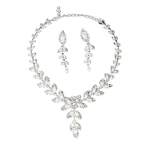 

Women's Cubic Zirconia Bridal Jewelry Sets Geometrical Leaf Flower Fashion Earrings Jewelry White For Party Festival 1 set