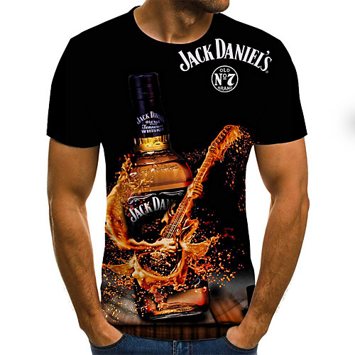 

Men's Daily EU / US Size Slim T-shirt - 3D Round Neck Black / Short Sleeve