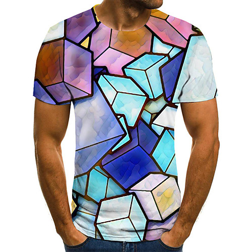 

Men's Daily Basic / Street chic T-shirt - Geometric / 3D Print Blue