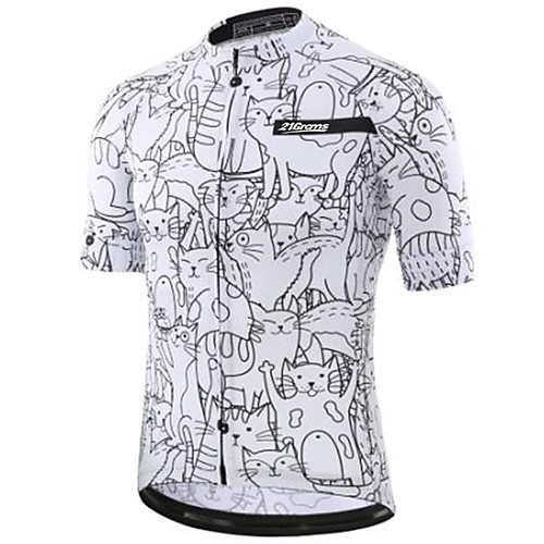 

21Grams Men's Short Sleeve Cycling Jersey Black / White Bike Jersey Top Mountain Bike MTB Road Bike Cycling UV Resistant Breathable Quick Dry Sports Winter 100% Polyester Clothing Apparel / Stretchy