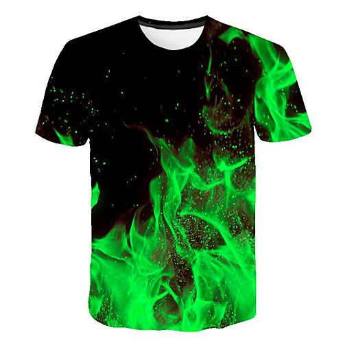 

Men's EU / US Size 3D Graphic Print Slim T-shirt Daily Round Neck Green / Short Sleeve