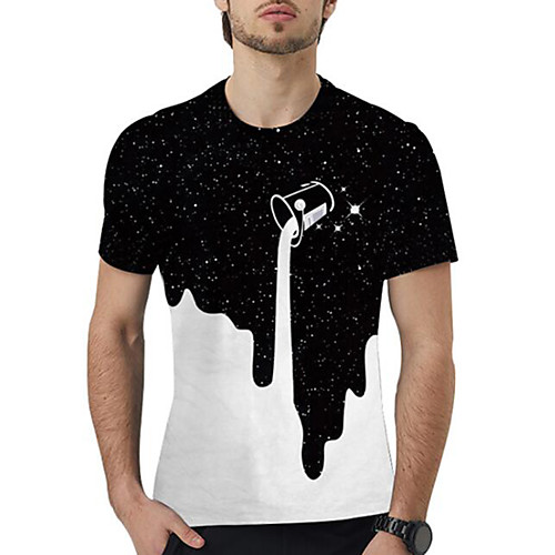 

Men's Daily Going out Street chic / Exaggerated T-shirt - 3D / Graphic / Letter Pleated / Print Black