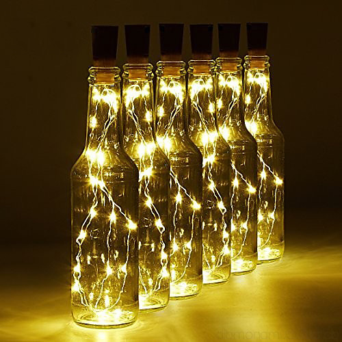 

2m Waterproof Wine Bottle Cork Shaped LED Copper Wire String Lights 20 LEDs SMD 0603 Warm White / White / Blue Festival Outdoor Fairy Light Wedding Christmas Party Decor Batteries Powered 1pc