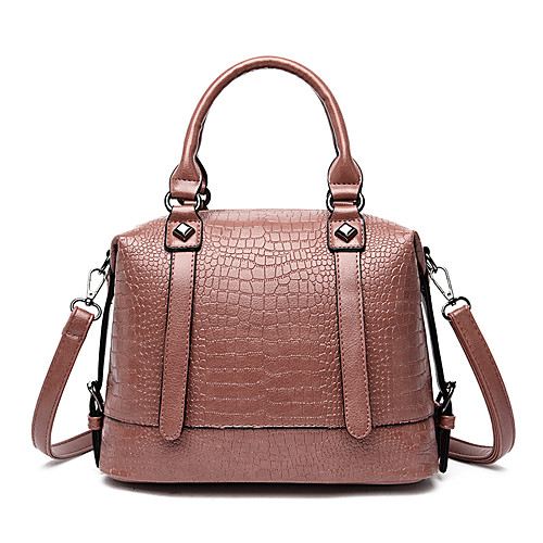 

Women's Zipper PU Top Handle Bag Solid Color Black / Brown / Blushing Pink