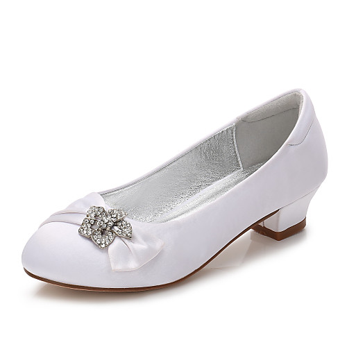 

Girls' Mary Jane Satin Heels Little Kids(4-7ys) / Big Kids(7years ) Rhinestone / Stitching Lace White / Purple / Champagne Spring / Party & Evening