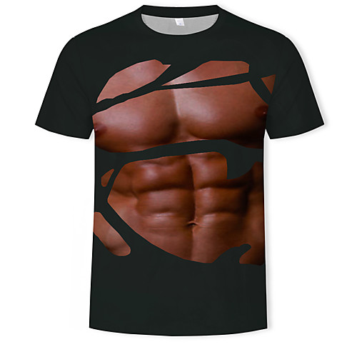 

Men's Daily Street chic T-shirt - Color Block / 3D Print Black