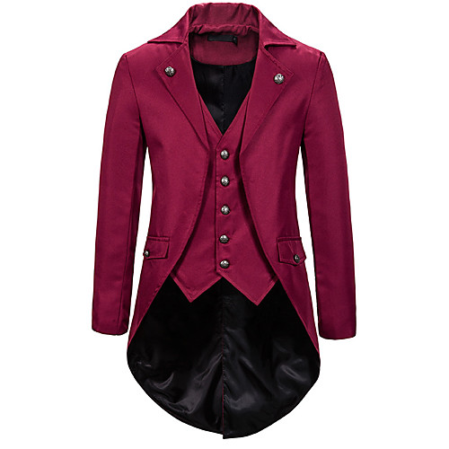 

Men's Blazer, Solid Colored Notch Lapel Polyester Black / Red / Brown