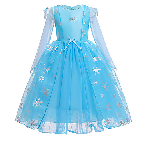 

Elsa Dress Masquerade Flower Girl Dress Girls' Movie Cosplay A-Line Slip Cosplay Halloween Blue Dress Halloween Carnival Masquerade Tulle Cotton