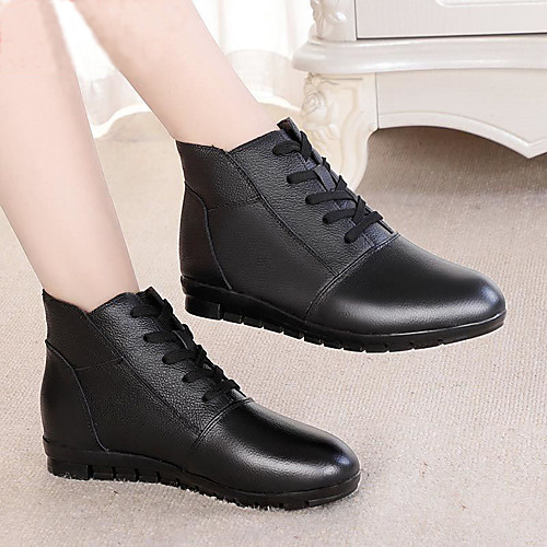 

Women's Boots Flat Heel Round Toe Rubber Spring / Fall & Winter Black