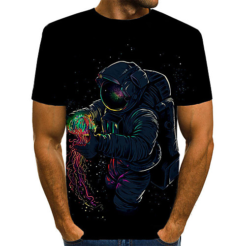 

Men's Daily Holiday Street chic / Exaggerated T-shirt - Color Block / 3D / Graphic Print Black