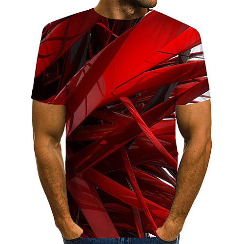 

Men's Daily Going out Street chic / Exaggerated T-shirt - 3D / Graphic / Letter Pleated / Print Red