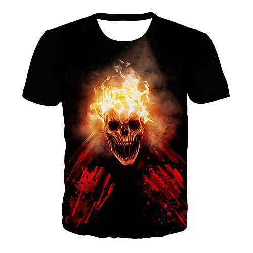 

Men's Daily Club Basic / Exaggerated T-shirt - 3D / Graphic / Skull Print Black