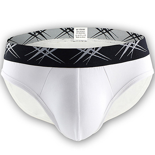 

Men's Basic Briefs Underwear - Normal 1 Piece Mid Waist Black White Blue S M L