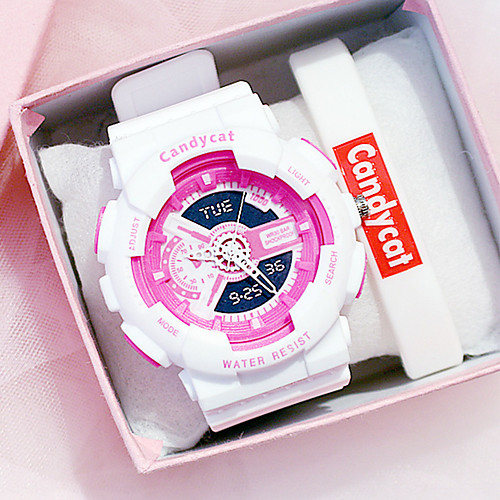 

Men and Women Sport Watch Quartz Silicone White Chronograph Cute New Design Analog Outdoor Fashion - Black Blushing Pink Blue One Year Battery Life