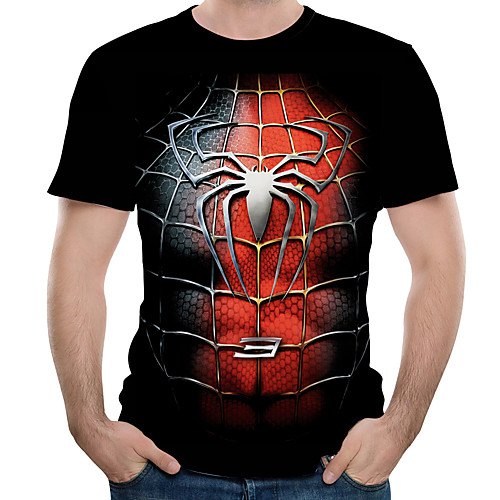 

Men's Daily Holiday Street chic / Exaggerated T-shirt - Color Block / 3D / Graphic Print Black
