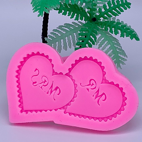 

Mrs Loving Hearts Double Love Wedding Chocolate fondant silicone mold cake decoration, baking tools1pcs