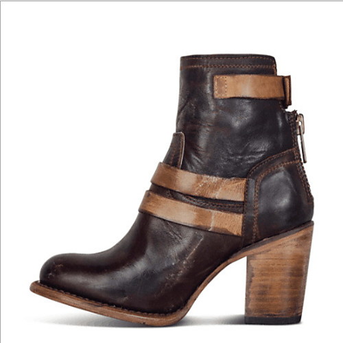 

Women's Boots Comfort Shoes Chunky Heel Round Toe PU Booties / Ankle Boots Winter Black / Brown / Gray