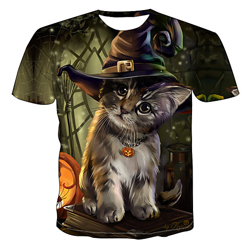 

Men's EU / US Size Graphic Animal Print Slim T-shirt Daily Round Neck Army Green / Summer / Short Sleeve