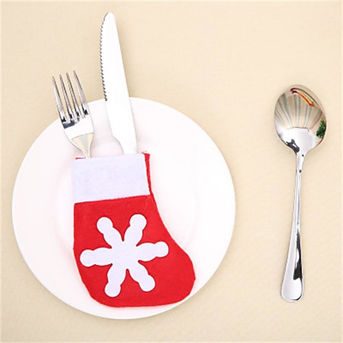 

6 Pcs/set Christmas Decorations Christmas Stockings ChristmasTree Snowflake Ornaments Mini Small Socks Cutlery Tray