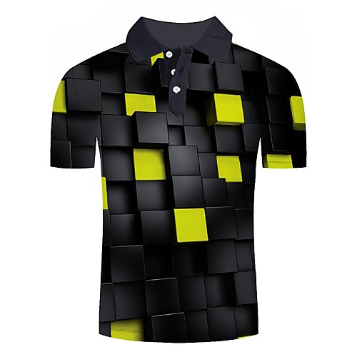 

Men's Daily Going out Basic Polo - Geometric / 3D Print Black