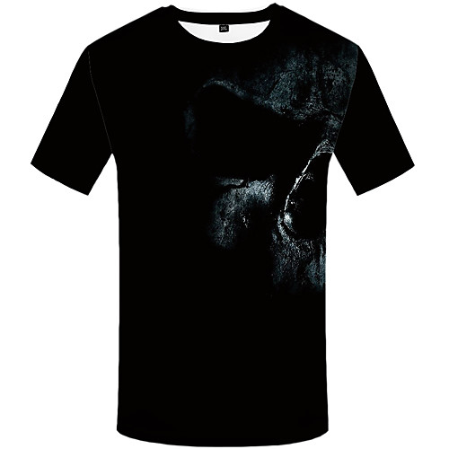 

Men's Daily Street chic T-shirt - 3D / Skull Print Black