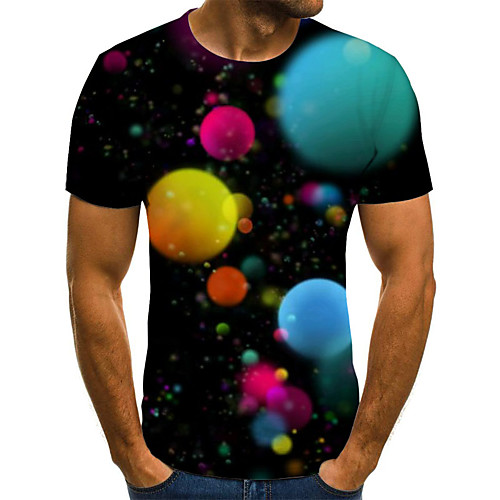

Men's Daily Sports Basic / Exaggerated T-shirt - Color Block / 3D Black & White, Print Rainbow