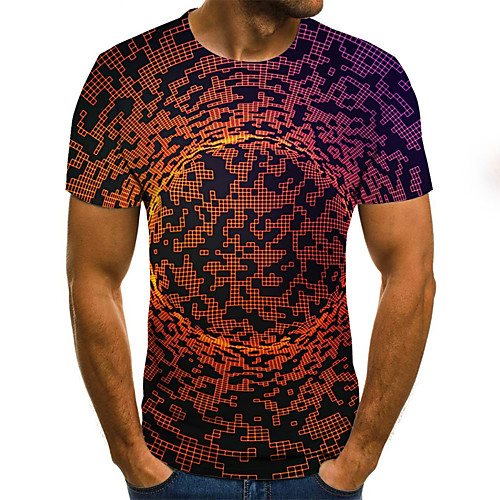 

Men's 3D T-shirt Basic Daily Round Neck Rainbow / Short Sleeve