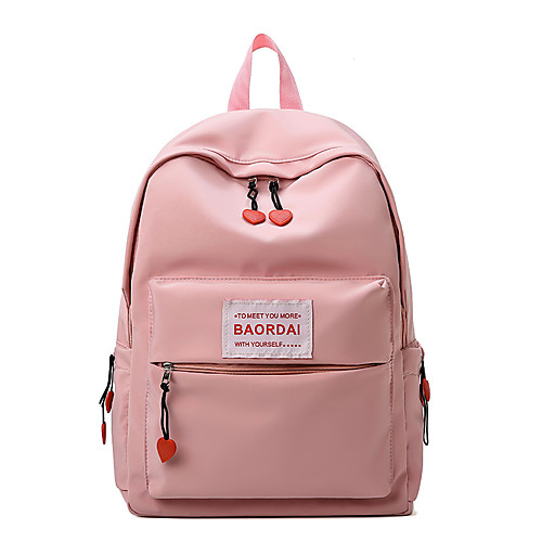 

Waterproof Nylon Zipper Commuter Backpack Solid Color Daily Black / Yellow / Blushing Pink