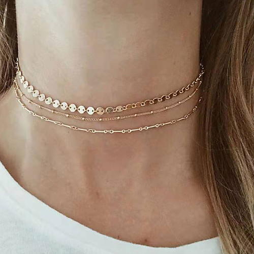 

Women's Choker Necklace Necklace Layered Lucky Classic Vintage Trendy Fashion Aluminum Gold 37 cm Necklace Jewelry 1pc For Gift Daily Holiday Club Festival