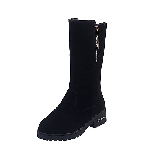 

Women's Boots Low Heel Round Toe PU Winter Black