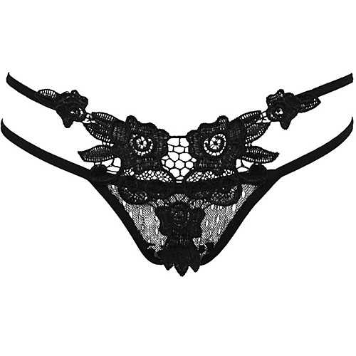 

Women's Cut Out G-strings & Thongs Panties - Normal Low Waist Black Blushing Pink Fuchsia One-Size