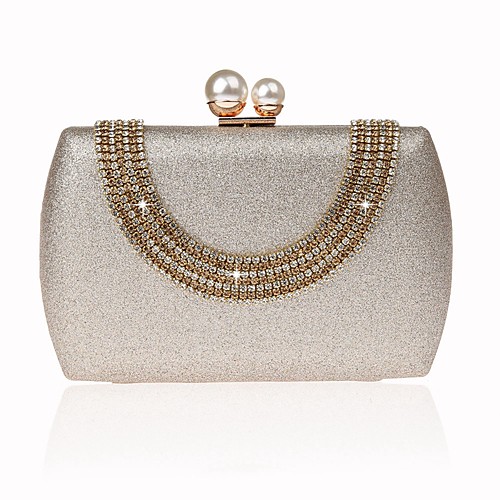 

Women's Glitter PU Evening Bag Solid Color Black / Champagne / Gold
