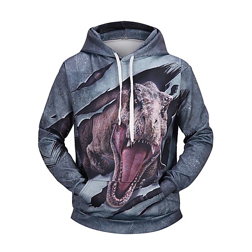 

Men's Casual / Active Hoodie - Print / Color Block / 3D Light gray US32 / UK32 / EU40