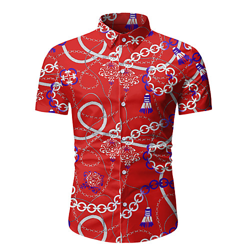 

Men's Club Beach Basic / Street chic Shirt - Floral / Color Block Print Black