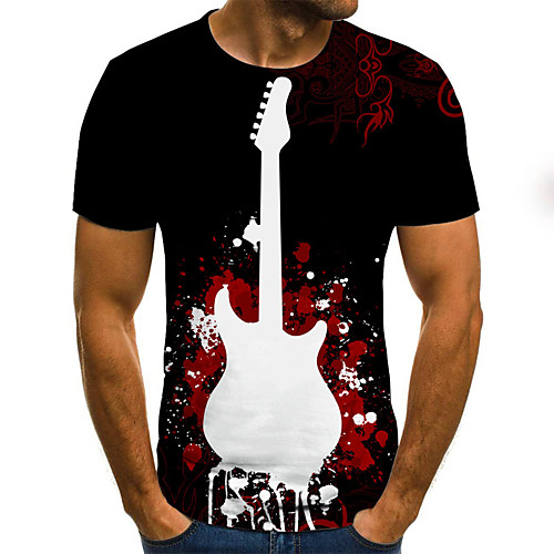 

Men's Daily Holiday Street chic / Exaggerated T-shirt - Color Block / 3D Print Black