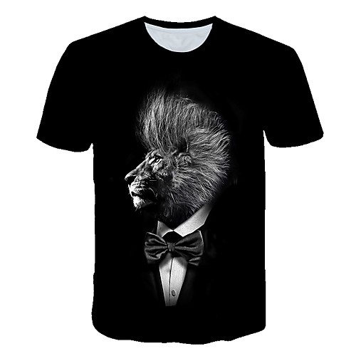 

Men's Daily Sports Street chic / Exaggerated T-shirt - Geometric / 3D / Animal Tiger, Print Black