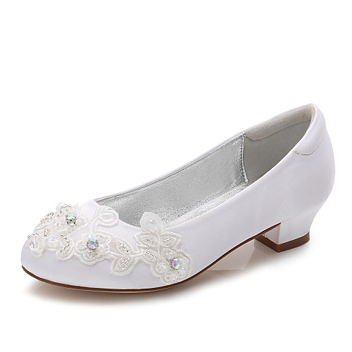 

Girls' Mary Jane Satin Heels Little Kids(4-7ys) / Big Kids(7years ) Sparkling Glitter / Stitching Lace White / Ivory Spring / Party & Evening