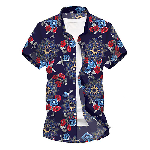 

Men's Daily Basic Shirt - Floral Blue